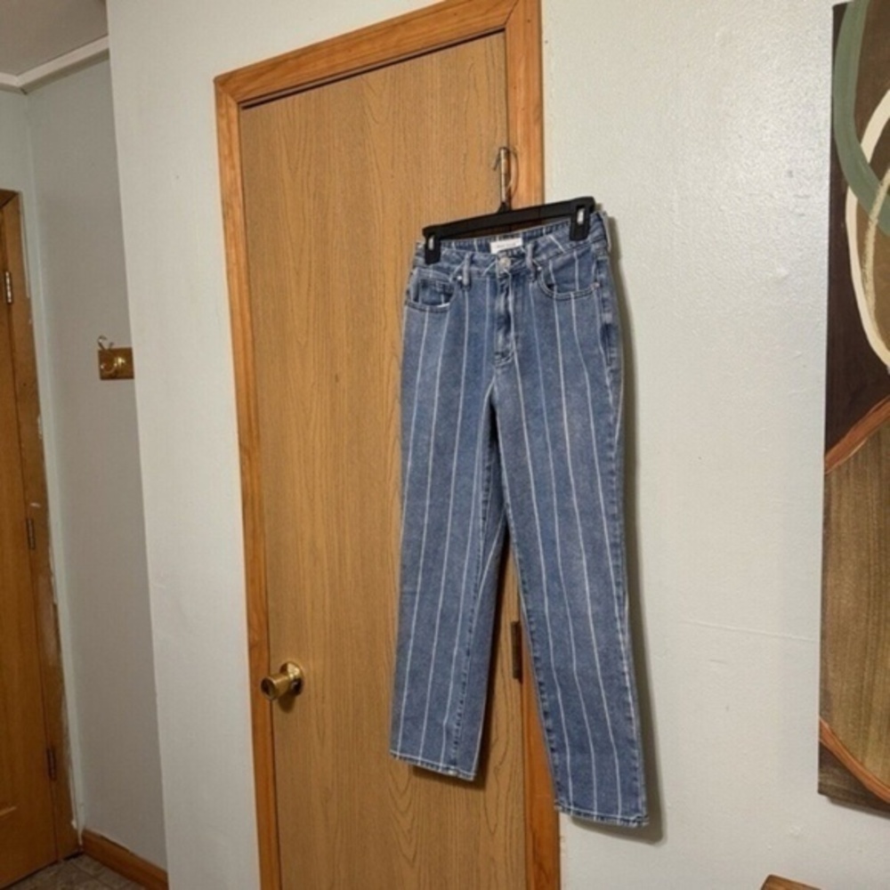 Pacsun "Mom Jean" Size 24 Blue w/Stripes Mid-Rise Mom Denim Jeans - EUC